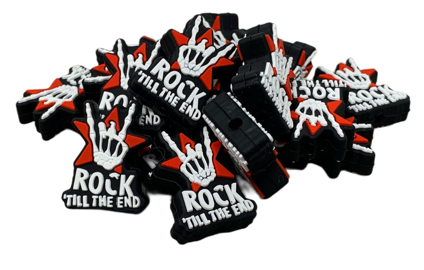 Rock ‘Till the End Focal Bead for Beadable Pens, Stylus, Pencils, Keychains and More Boney Fingers Throwing Horns