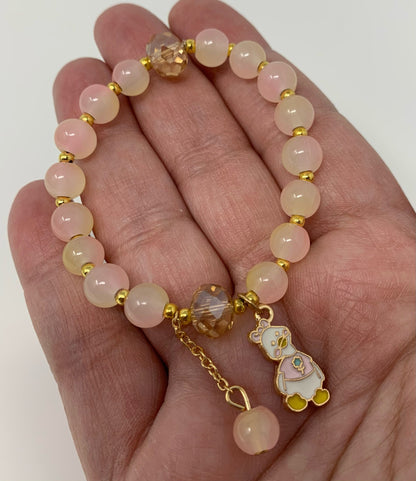Pretty in Pink Duck Beaded Stretch Bracelet Great for the Cruising Ducks Game