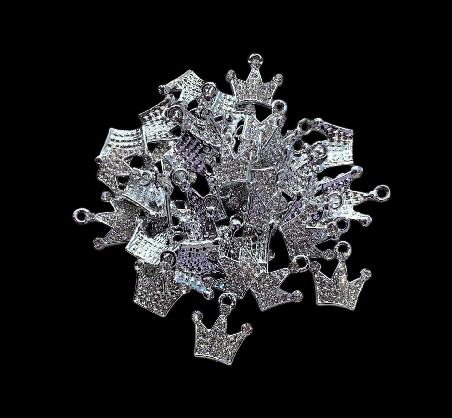 Pendant Style Rhinestone and Metal Silver and Clear Crown DYI Phone Cases Scrapbook Hair Accessories Jewelry Bracelet Earrings