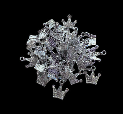 Pendant Style Rhinestone and Metal Silver and Clear Crown DYI Phone Cases Scrapbook Hair Accessories Jewelry Bracelet Earrings
