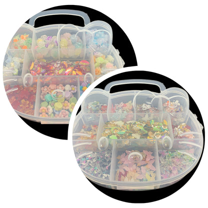 Clear Plastic Kitty Organizer Filled With Resin Nail Charms of All Butterfly and Bugs or All Flowers Makes Great Gift Idea!
