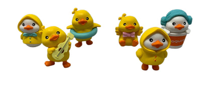6 Piece Set of 3D Resin Duck Figurines Rubber Duckie Style Cabochon Beadable Pen Topper DYI Decorative Cruising Ducks