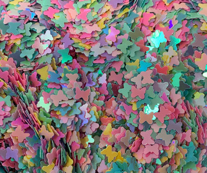 5, 10, 20 gm Large Butterfly Confetti Glitter in Mixed Colors. Great for Beadable Snow Globe Pens, Nail Art, Slime, Decoden and More!