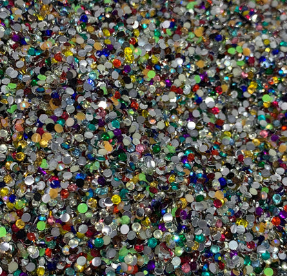 2mm Flat Back Rhinestone Confetti Mix. Great for Beadable Snow Globe Pens, Christmas Ornament Accents, Slime, Nails