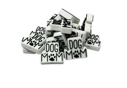 Dog Mom Red or Black Paw Print Silicone Focal Bead for Beadable Pens, Stylus, Pencils, Keychains and More