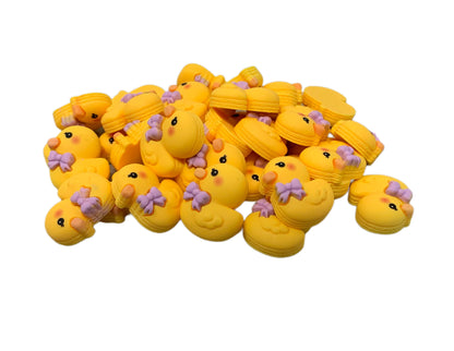 Flat Back Duck with Bow Resin Rubber Duckie Style Cabochon Charm DYI Phone Cases Scrapbook Hair Accessory Bracelet Decorative Cruising Ducks