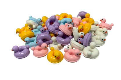 3D Duck in a Inner Tube Resin Rubber Duckie Style Cabochon Charm DYI Phone Cases Scrapbook Hair Accessory Bracelet Decorative Cruising Ducks