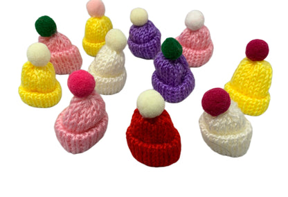 Knitted Doll Hat or Toque with Pom Pom for a Winter or Christmas Wardrobe Decorate Your Cruising Ducks