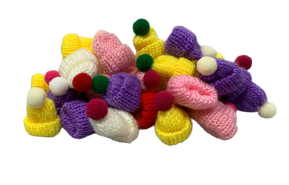 Knitted Doll Hat or Toque with Pom Pom for a Winter or Christmas Wardrobe Decorate Your Cruising Ducks