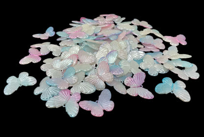 Colorful Acrylic Butterfly Cabochon Charm Mix. Butterflies are Flat Back for DYI Phone Cases Water Bottle Scrapbook Hair Accessory