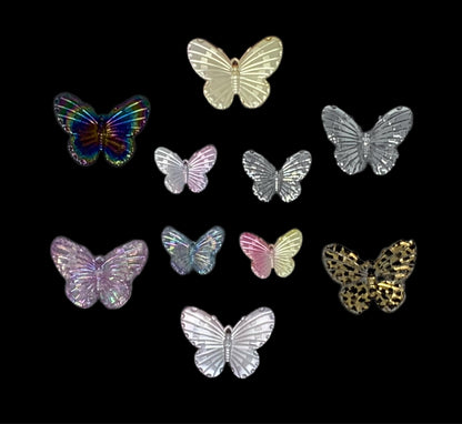 Colorful Acrylic Butterfly Cabochon Charm Mix. Butterflies are Flat Back for DYI Phone Cases Water Bottle Scrapbook Hair Accessory