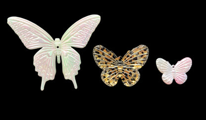 Very Large White AB Butterfly Cabochon Charm Mix Embellishment Flat Back DYI Phone Cases Water Bottle Scrapbook Hair Accessory Decorative