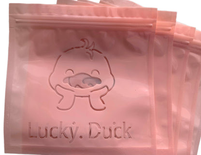 Lucky Duck Yellow Blue Pink or Purple Plastic Bags with Resealable Zip Closure for Jewelry, Party Favour, Resin Ducks or Cruising Duck Game