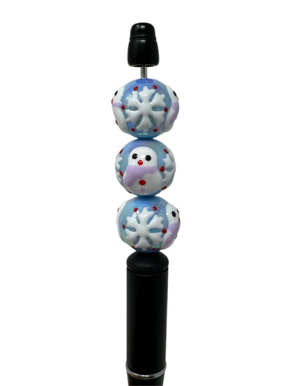 16mm Hand Painted Christmas Beads for Beadable Pen Stylus Keychain Bracelet and more for Your DIY Creations. Cute Snowflakes and Snowman
