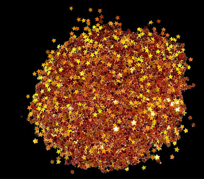 5, 10 or 20 gm Tiny Golden Red Stars Confetti Glitter. Great for Beadable Snow Globe Pens, Christmas, Nail Art, Slime, Decoden and More!