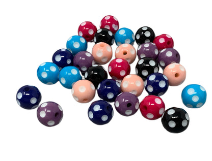 16mm Polka Dot Bubblegum Beads for Beadable Pen Stylus Keychain Bracelet and more for Your DIY Creations
