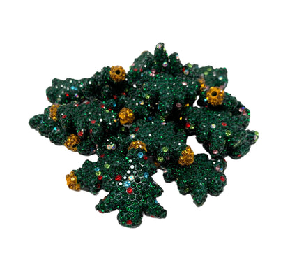 Gorgeous Green, Red or Silver 29mm Rhinestone Christmas Tree Beads for Beadable Pen Stylus Keychain Bracelet Earrings and More.