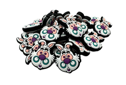The White Rabbit Wearing Glasses Alice in Wonderland Silicone Focal Bead for Beadable Pens, Stylus, Pencils, Keychains and More