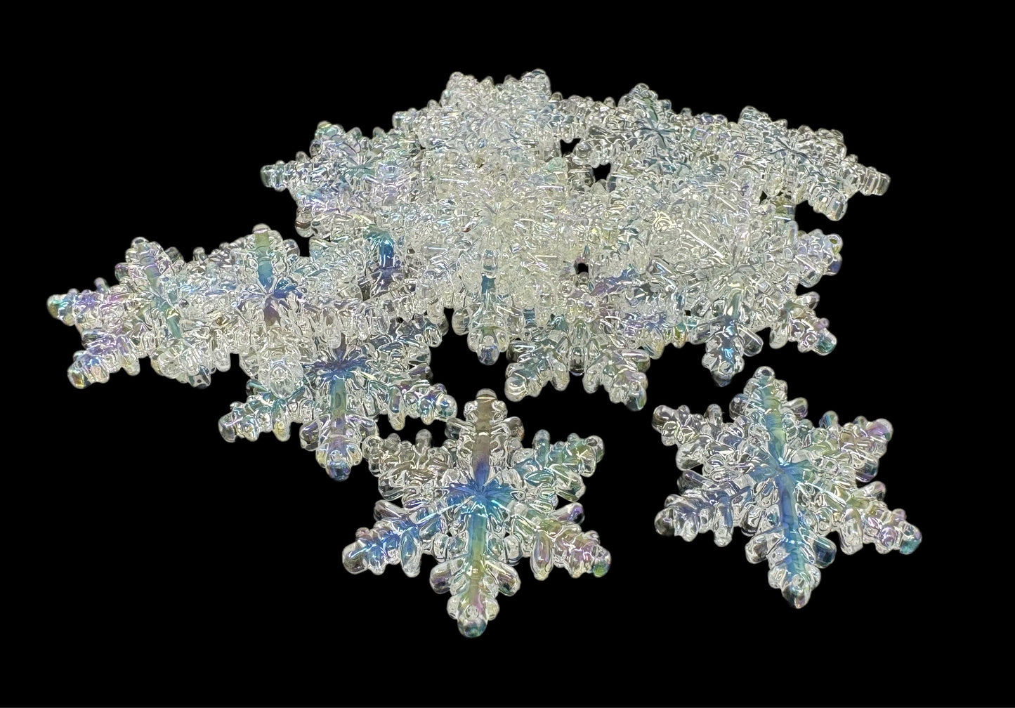 Winter Wonderland! 40mm Acrylic Transparent Snowflake Pendant or Ornament Style Flat Back for Christmas Decorations or Cruising Duck Game