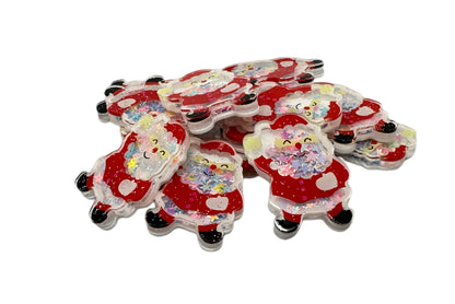 Christmas is Coming! 39mm Acrylic Shaker Santa Cabochon Flat Back DYI Phone Cases Scrapbook Hair Accessory and More!