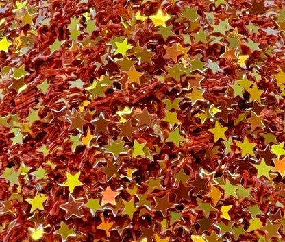 5, 10 or 20 gm Tiny Golden Red Stars Confetti Glitter. Great for Beadable Snow Globe Pens, Christmas, Nail Art, Slime, Decoden and More!