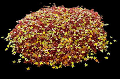 5, 10 or 20 gm Tiny Golden Red Stars Confetti Glitter. Great for Beadable Snow Globe Pens, Christmas, Nail Art, Slime, Decoden and More!