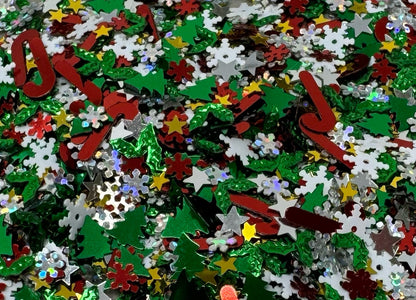 5, 10 or 20 gm Mixed Shape Christmas Confetti Glitter Great for Beadable Snow Globe Pens, Christmas Ornament Accents, Slime, Decoden, Nails