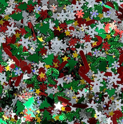 5, 10 or 20 gm Mixed Shape Christmas Confetti Glitter Great for Beadable Snow Globe Pens, Christmas Ornament Accents, Slime, Decoden, Nails