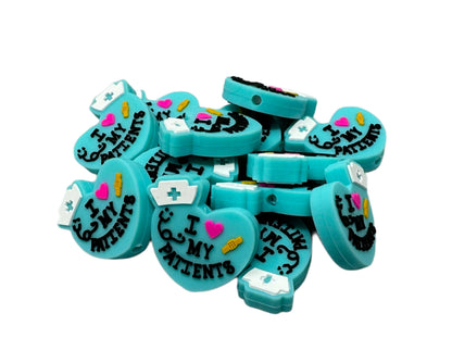 I Love My Patients Nurse Silicone Focal Bead for Beadable Pens, Stylus, Pencils, Keychains and More