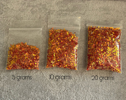 5, 10 or 20 gm Tiny Golden Red Stars Confetti Glitter. Great for Beadable Snow Globe Pens, Christmas, Nail Art, Slime, Decoden and More!