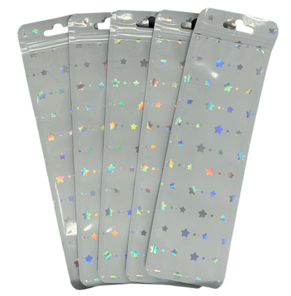 Patterned White or Black Plastic Display Bags with Resealable Zip Closure for Beadable Pens, Stylus, Wine Stopper and More! Moon Star Heart