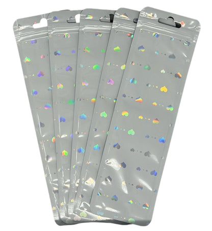 Patterned White or Black Plastic Display Bags with Resealable Zip Closure for Beadable Pens, Stylus, Wine Stopper and More! Moon Star Heart