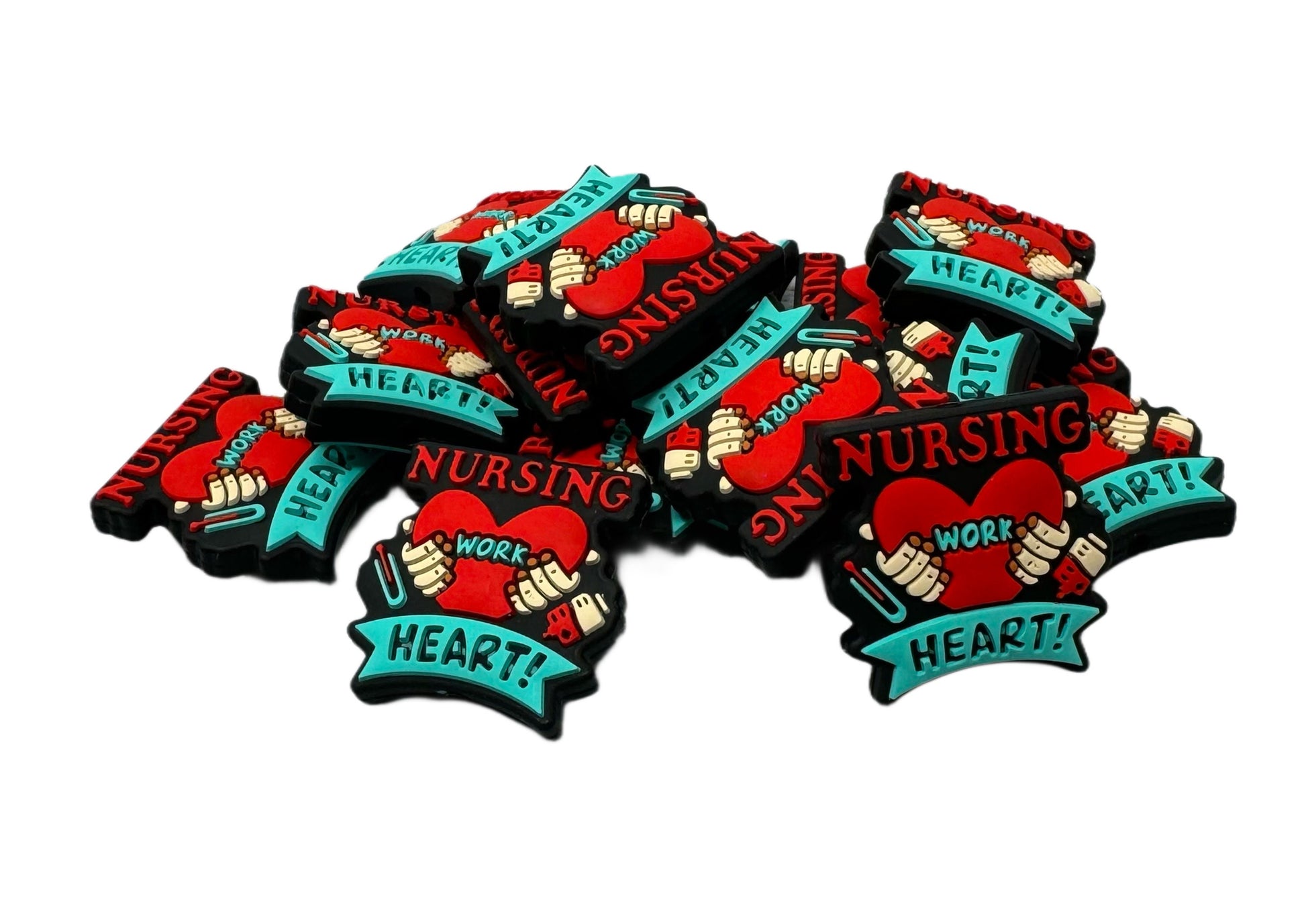 Nursing Work Heart Silicone Nurse Focal Bead for Beadable Pens, Stylus, Pencils, Keychains and More