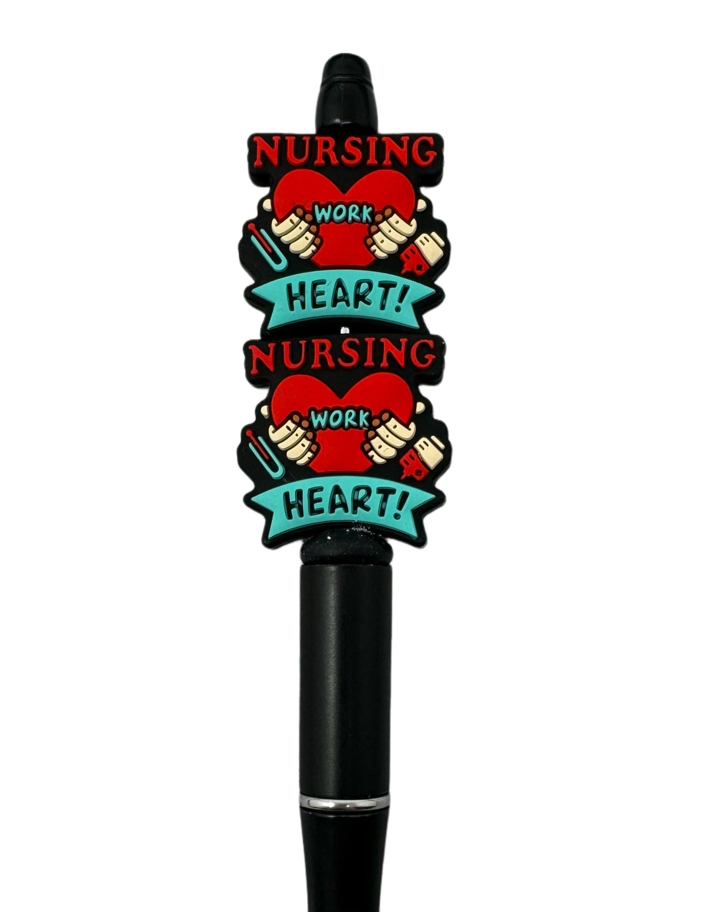 Nursing Work Heart Silicone Nurse Focal Bead for Beadable Pens, Stylus, Pencils, Keychains and More