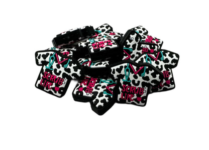 Two Color Variations Animal Print Nurse Scrub Life Silicone Focal Bead for Beadable Pens, Stylus, Pencils, Keychains and More