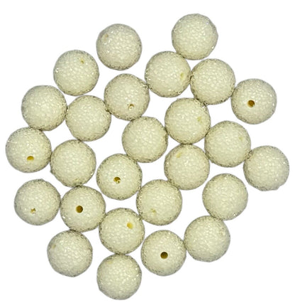 10 pieces 18mm Cream Color Sugar Beads for Beadable Pen Stylus Keychain Bracelet and more for Your DIY Creations