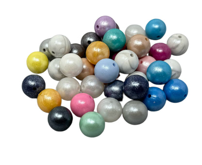 15mm Opal or Pearl Effect Silicone Round Bead Mix for Beadable Pen Stylus Keychain Bracelet and more for Your DIY Creations
