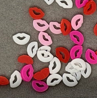 5, 10 or 20 gm Lips for Your Valentine Kiss Polymer Clay Chunky Confetti Sprinkle for Beadable Snow Globe Pens, Slime, Decoden, Nail Art