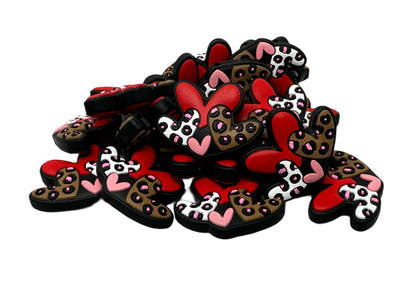 Leopard Print Bunch of Hearts for Valentine’s Day or Any Other Occassion Silicone Focal Bead for Beadable Pens, Stylus, Pencils, Keychains