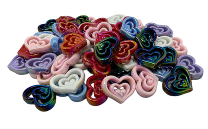 10 Pieces Acrylic Graduating or Nesting Heart Beads with AB Coating for Beadable Pen Stylus Keychain Bracelet and more for Your DIY Creation