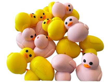 High Quality 3D Yellow or Pink Duck Silicone Focal Bead for Beadable Pens, Stylus, Pencils, Keychains and More. Great for Cruising Ducks!