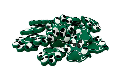 Veterinary Green Paw with Animal Print and Stethoscope Silicone Focal Bead for Beadable Pens, Stylus, Pencils, Keychains and More
