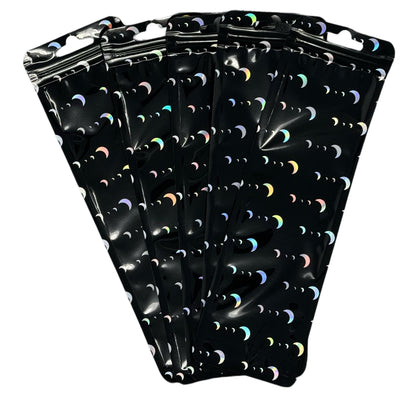 Patterned White or Black Plastic Display Bags with Resealable Zip Closure for Beadable Pens, Stylus, Wine Stopper and More! Moon Star Heart