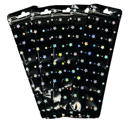 Patterned White or Black Plastic Display Bags with Resealable Zip Closure for Beadable Pens, Stylus, Wine Stopper and More! Moon Star Heart