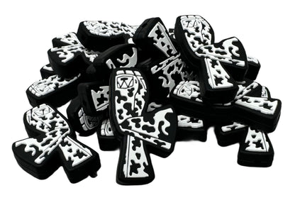 Large Animal Cow Print Jeans with Flare Leg Silicone Focal Bead for Beadable Pens, Stylus, Pencils, Keychains and More.