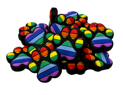 Rainbow Paws Cute Dog or Cat Pet Silicone Focal Bead for Beadable Pens, Stylus, Pencils, Keychains and More.