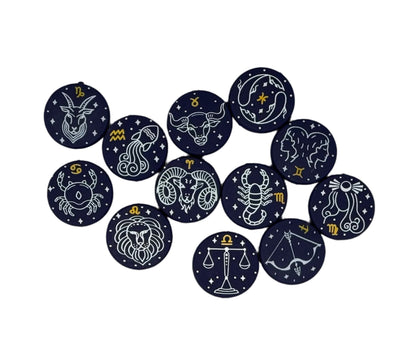 Back in Stock! Set of 12 Round Zodiac Symbols Silicone Focal Bead for Beadable Pens, Stylus, Pencils, Keychains and More