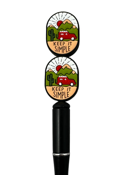 Keep it Simple Camping with Mountains Silicone Focal Bead for Beadable Pens, Stylus, Pencils, Keychains and More.