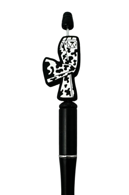 Large Animal Cow Print Jeans with Flare Leg Silicone Focal Bead for Beadable Pens, Stylus, Pencils, Keychains and More.