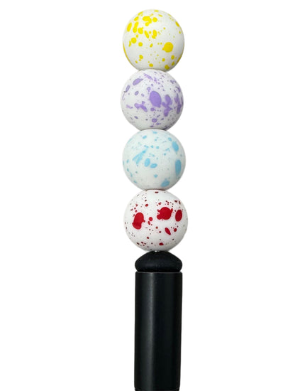 10 Pieces Opaque White Paint Splatter Acrylic Bead Mix with Matte Finish for Beadable Pen Stylus Keychain Bracelet for Your DIY Creations